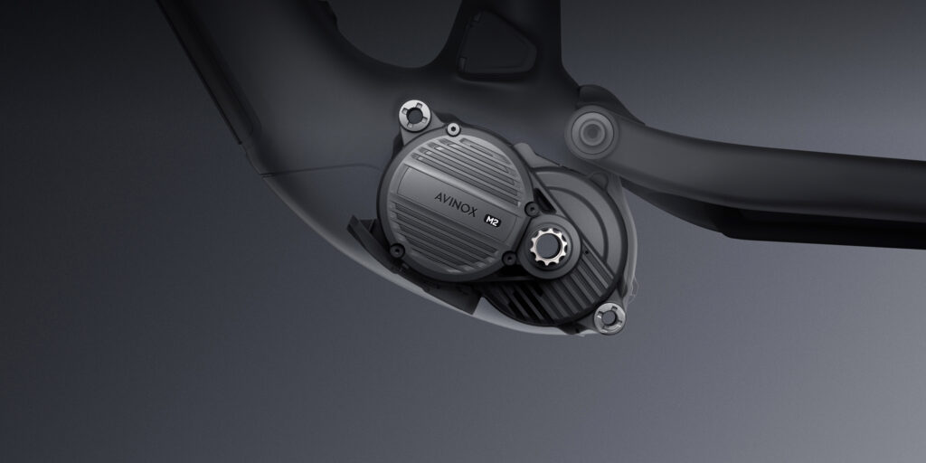 Der E-Bike Motor Avinox M2.
Im Bild sieht man den Avinox M2 verbaut in einem E-Bike