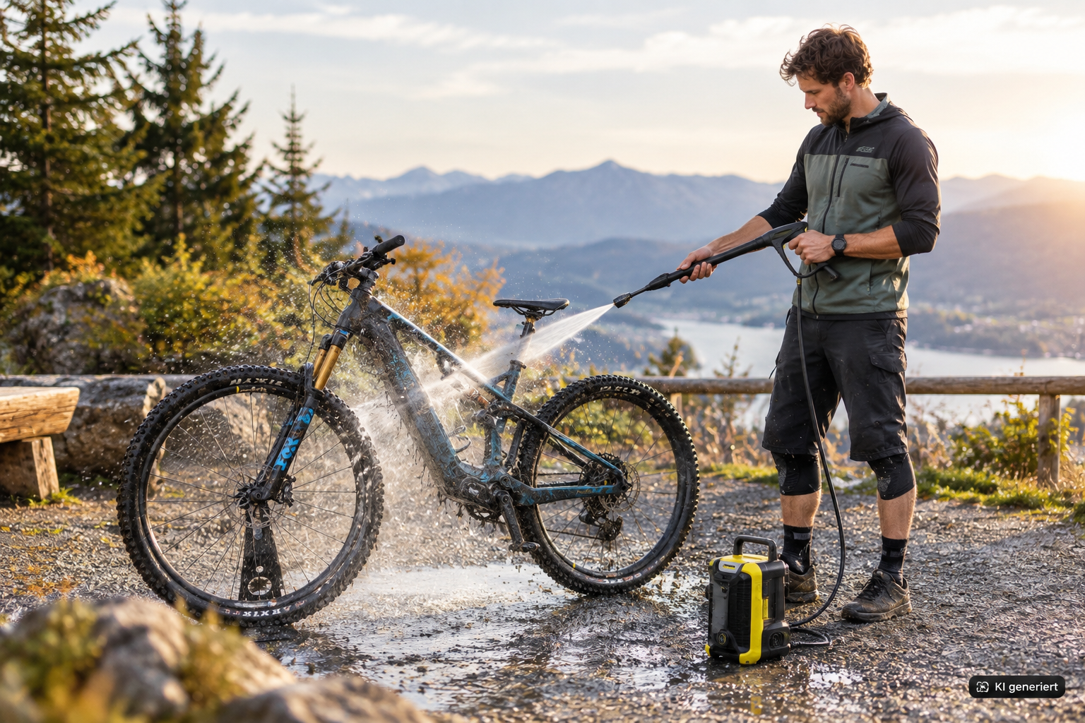 E-Bike mit Niedrigdruckreiniger reinigen